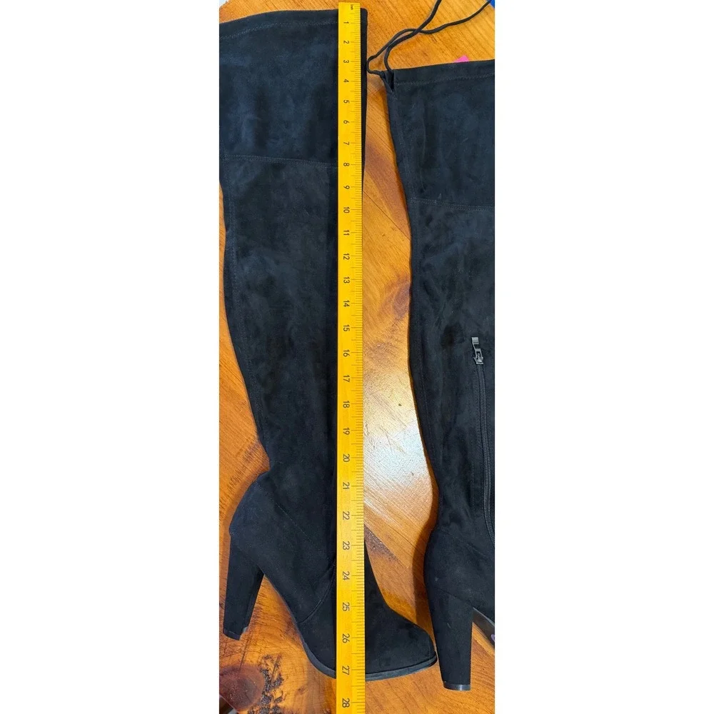 Catherine Malandrino Womens Black Over The Knee Boots Faux Suede Block Heel 6.5